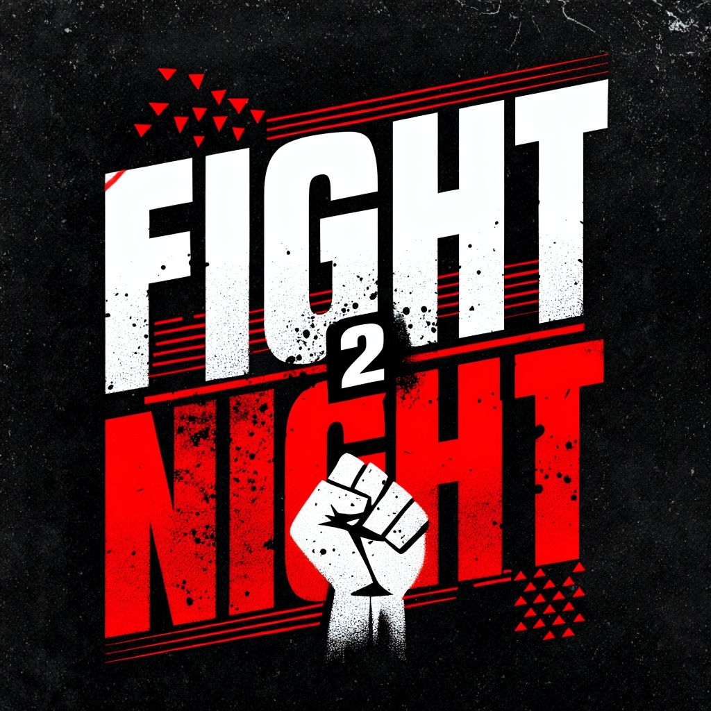 Bold Fight 2 Night Grunge Typography Art for Event Logo