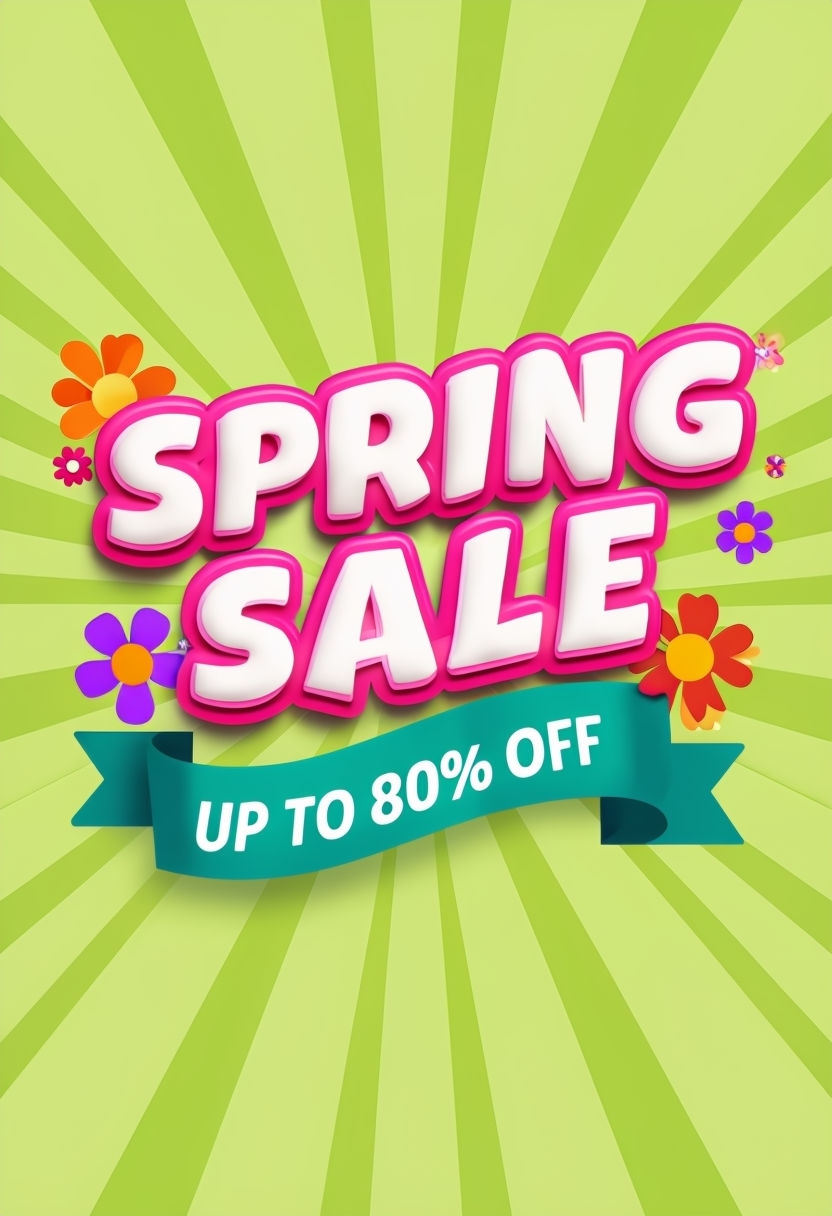 Vibrant Spring Sale Digital Banner with Floral Accents Social Media Post