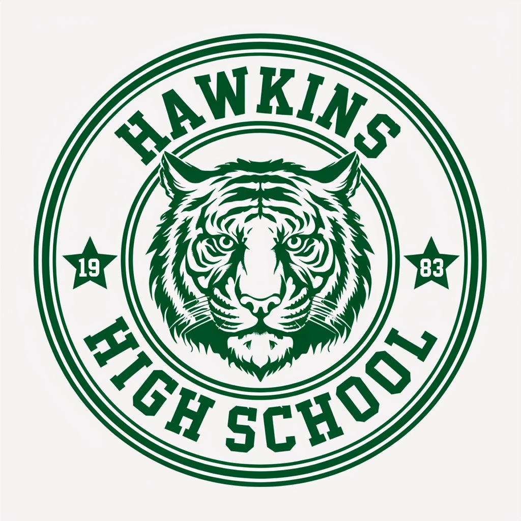 Vintage Hawkins High School Tiger Emblem