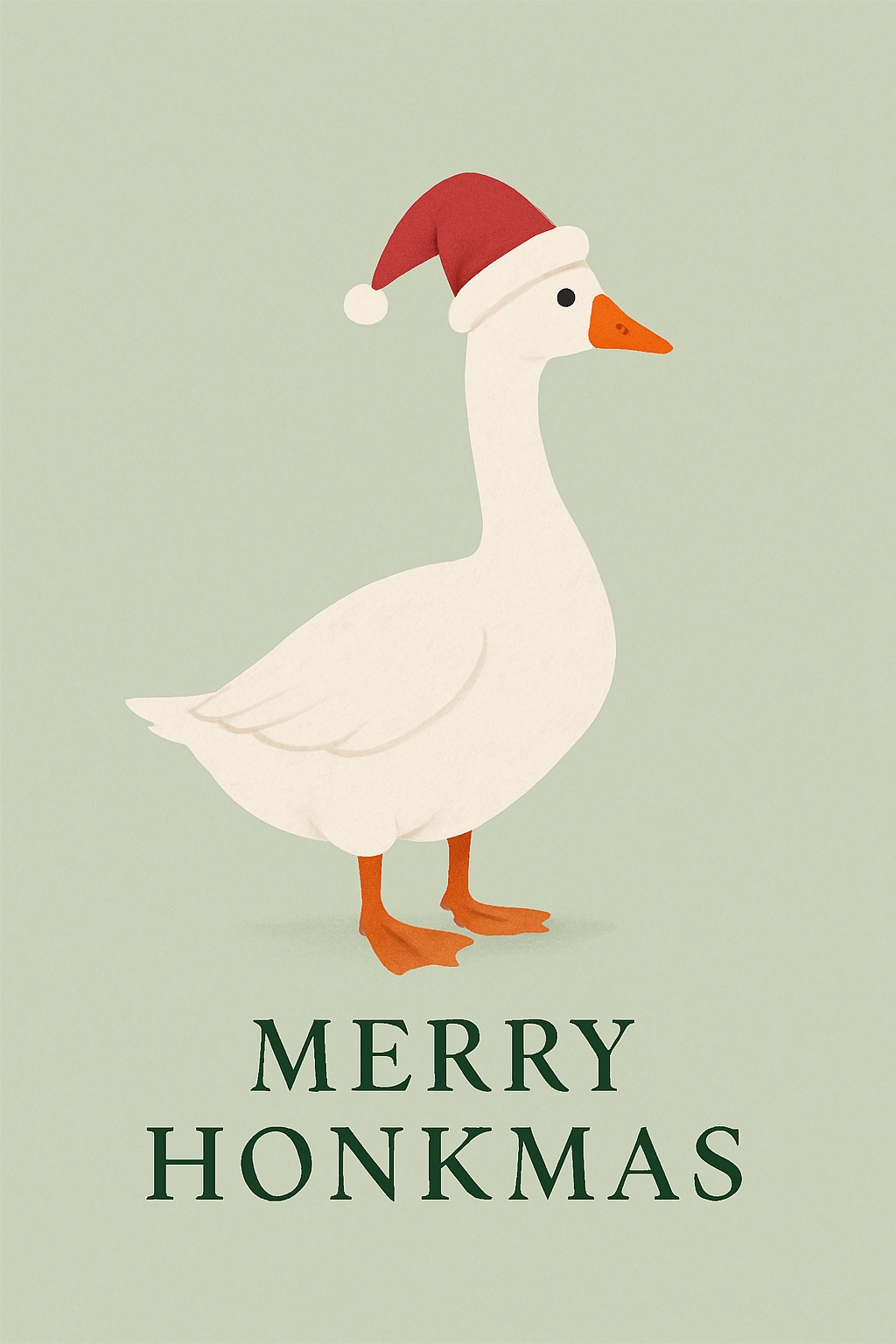 Festive Goose with Santa Hat and Merry Honkmass Text Card Illustration Cards & Invites