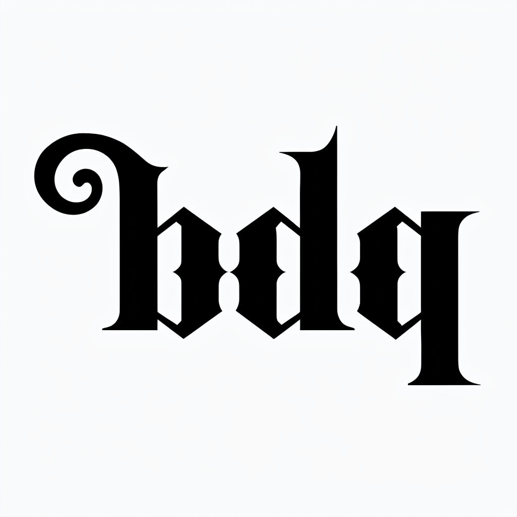 Ornate Black bdq Logo Design on White Background Hat