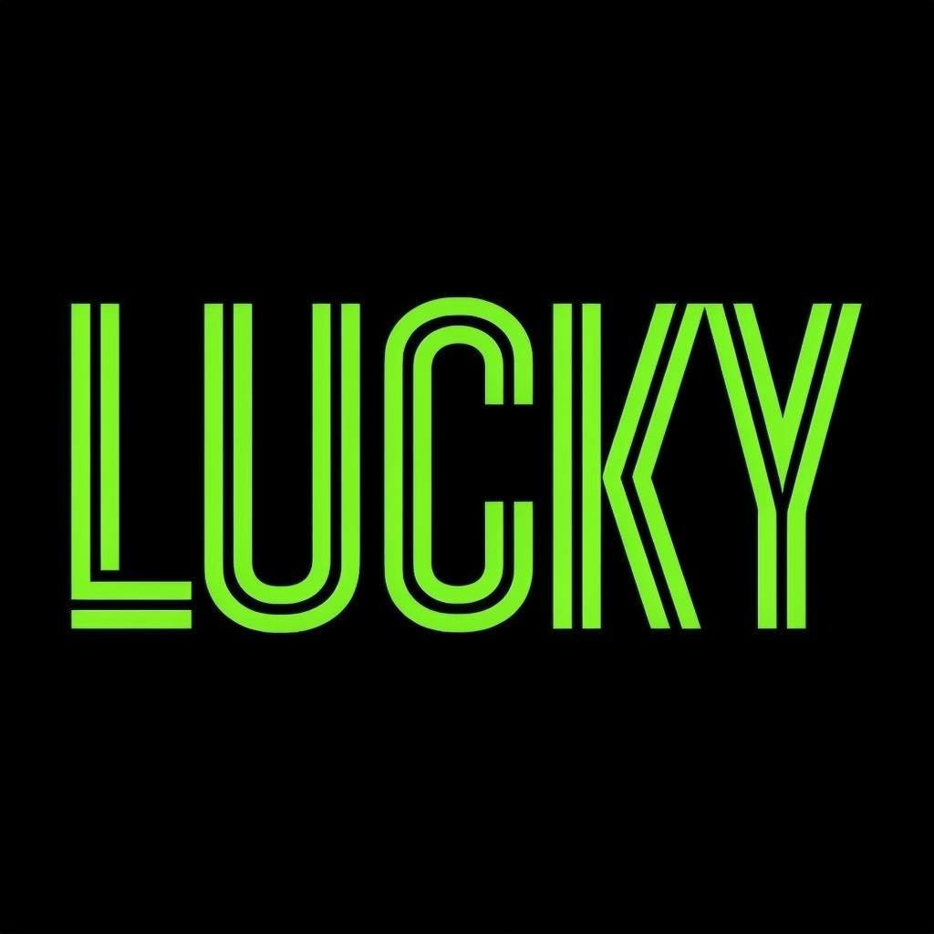 Bold Lucky Text Design in Lime Green Against Black Background Hat