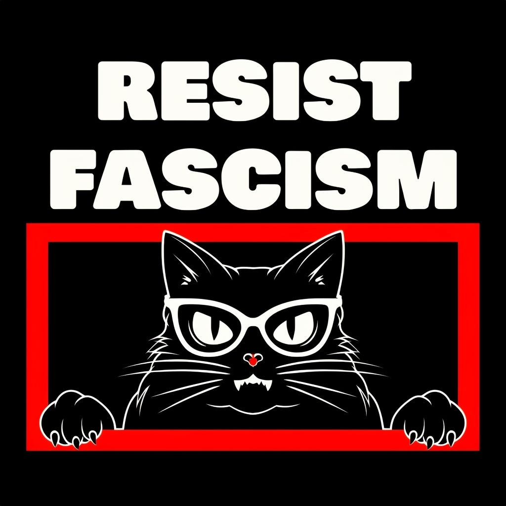 Bold Resist Fascism Cat Graphic T-Shirt