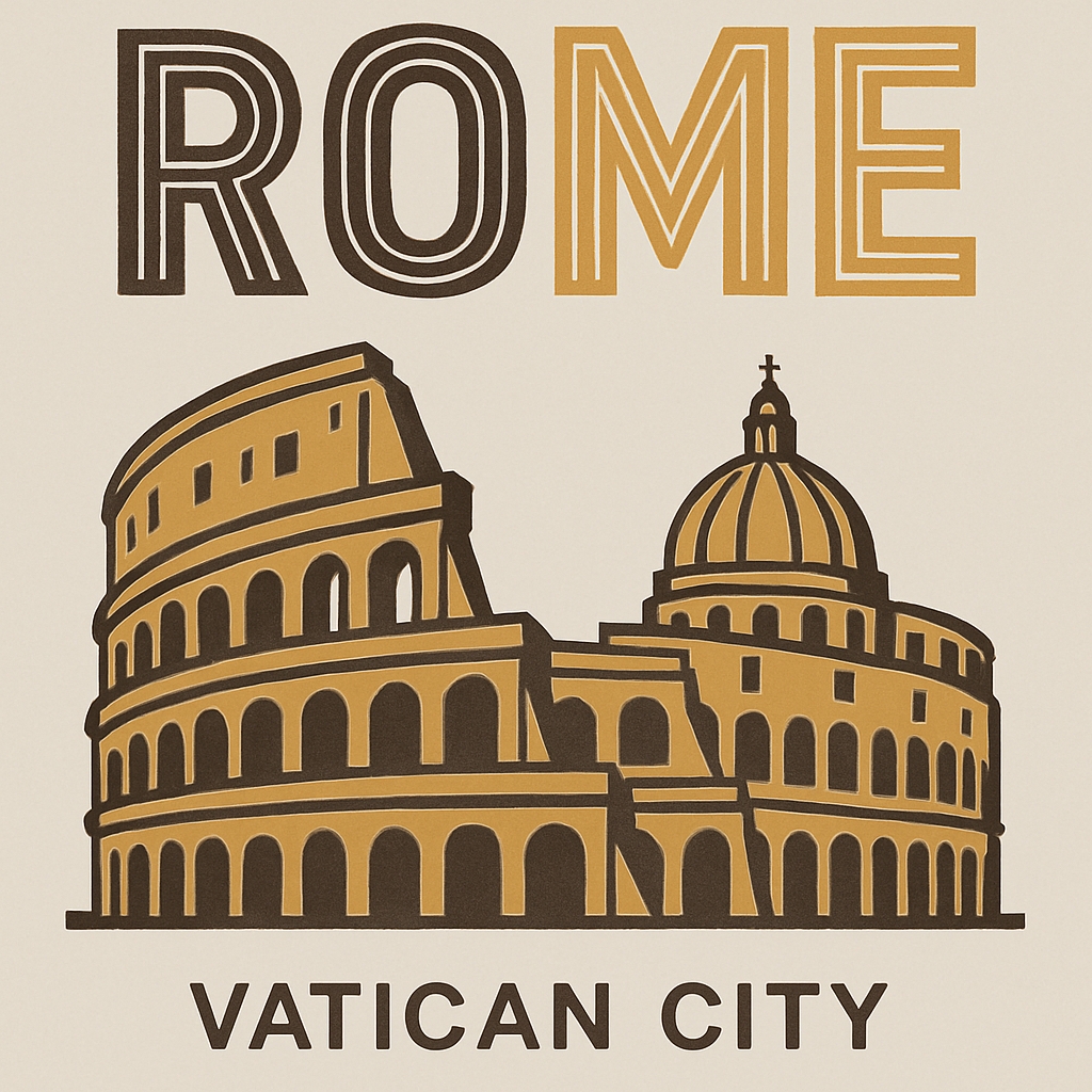 Vintage Vatican City Landmarks Illustration of Rome Poster