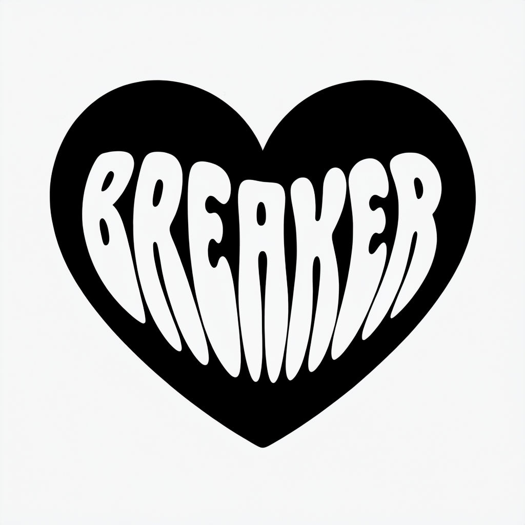 Minimalist Black Heart with BREAKER Text Graphic Sticker