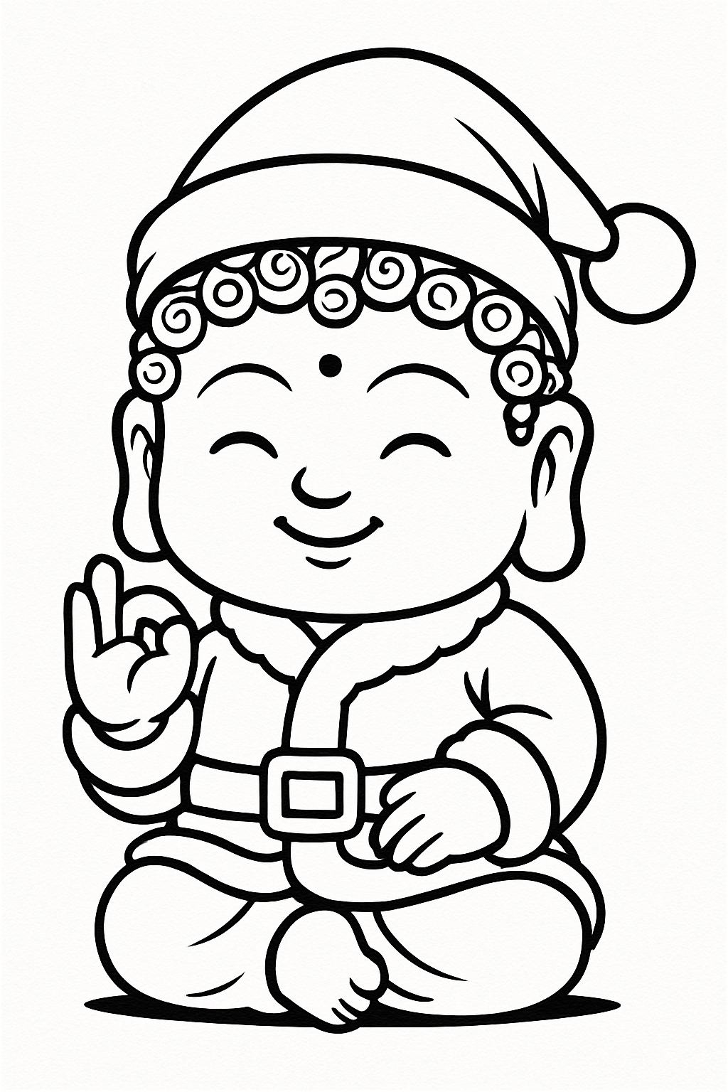 Playful Cartoon Baby Buddha Coloring Page Design