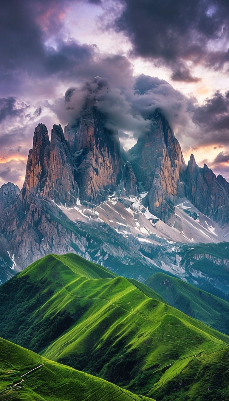 Majestic Mountain Landscape with Colorful Sky Mobile Wallpaper