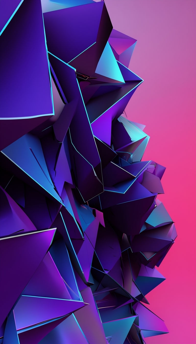 Dynamic 3D Abstract Geometric Shapes in Vibrant Hues Mobile Wallpaper