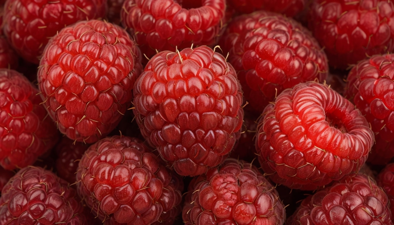 Vibrant Close-Up Raspberry Photography for Virtual Backgrounds