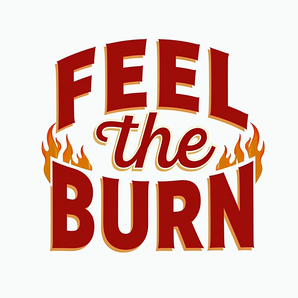 Bold Retro 'Feel the Burn' Typography with Flame Graphics Sticker