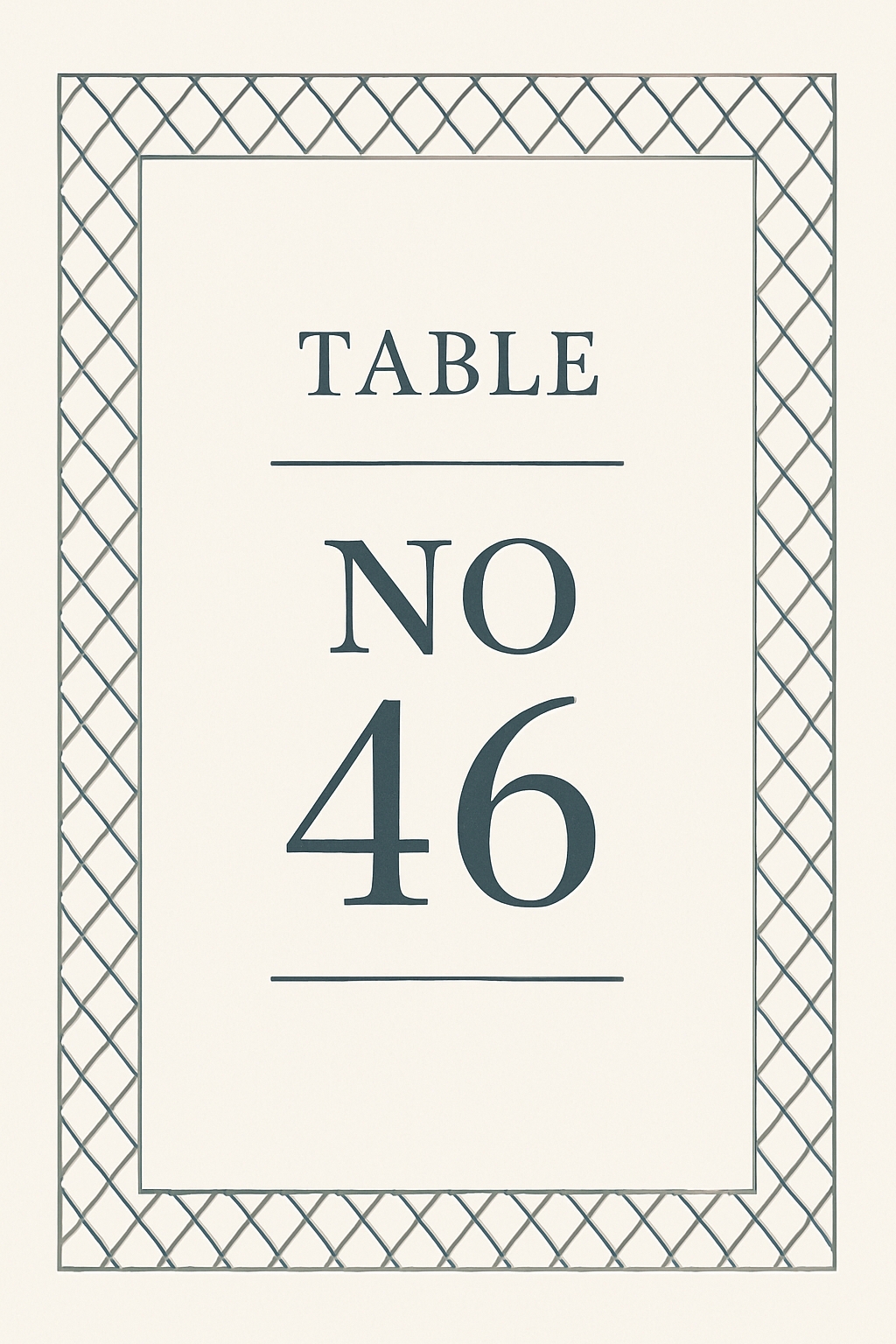 Elegant Minimalist Table Number 46 Design for Events Sign