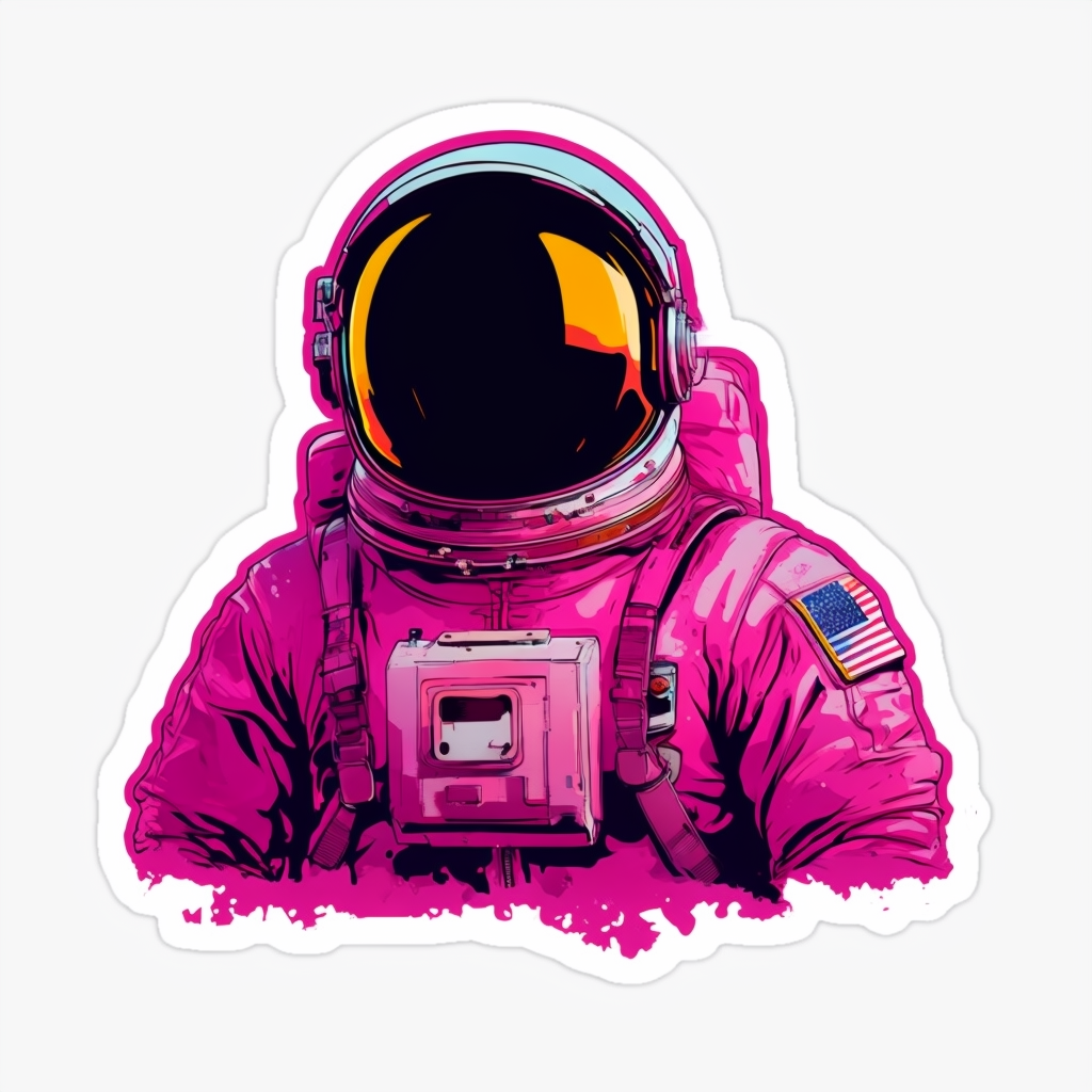 Hot Pink Astronaut Pop Art Sticker