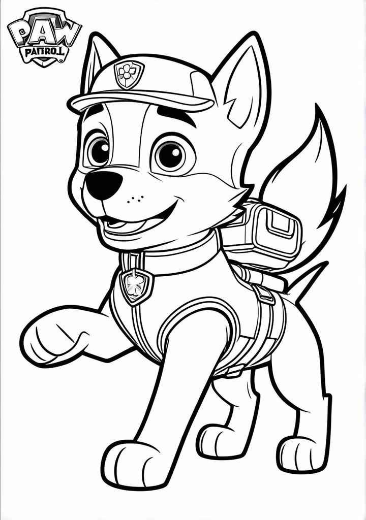 Cartoon style coloring page featuring Chase from Paw Patrol ... by ...