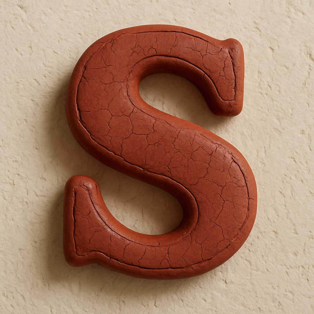 Rustic Reddish-Brown Letter S Photography Art Monogram