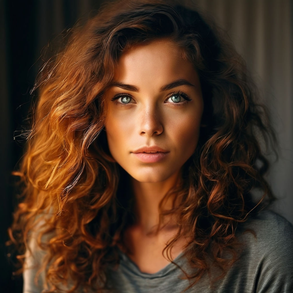 brunette woman with curly hair