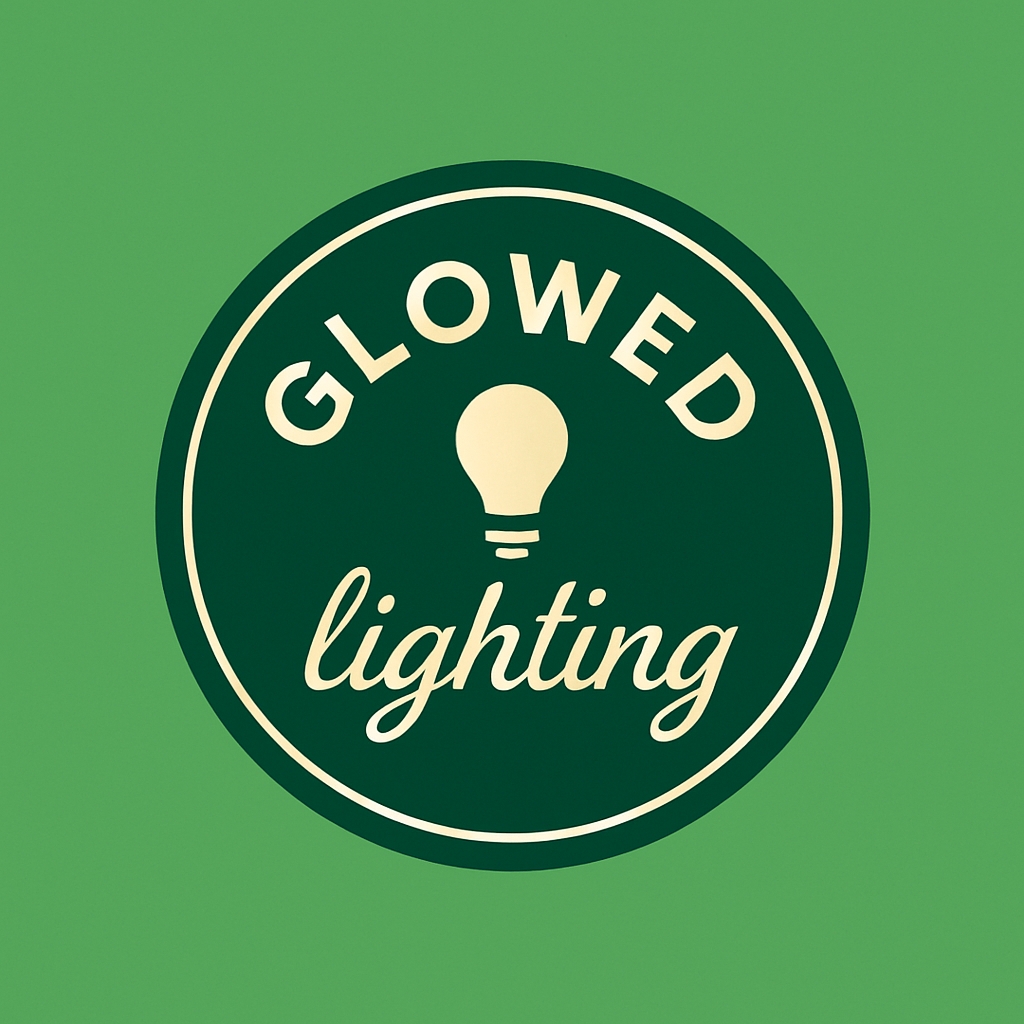 Minimalist GLOWED Lighting Logo with Circular Emblem Design