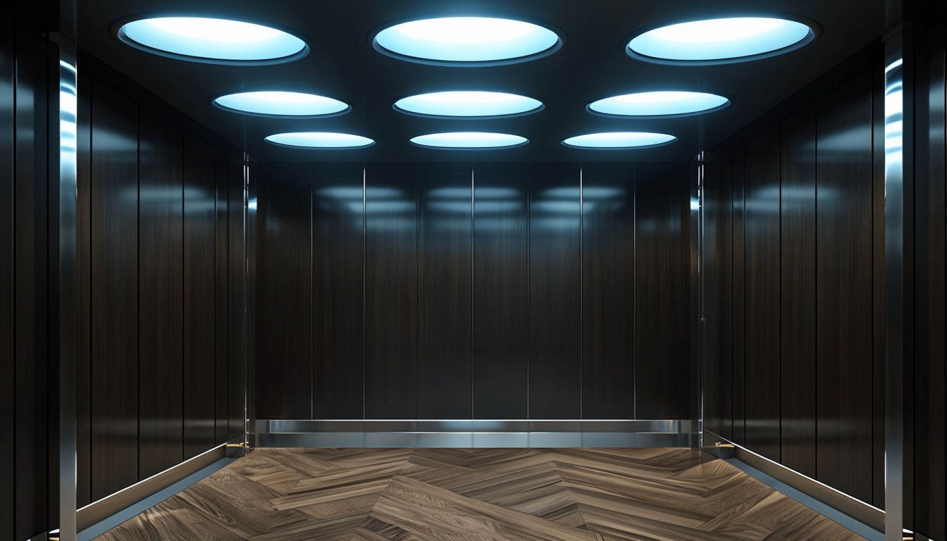 Modern Minimalist Elevator Interior 3D Rendering Virtual Background