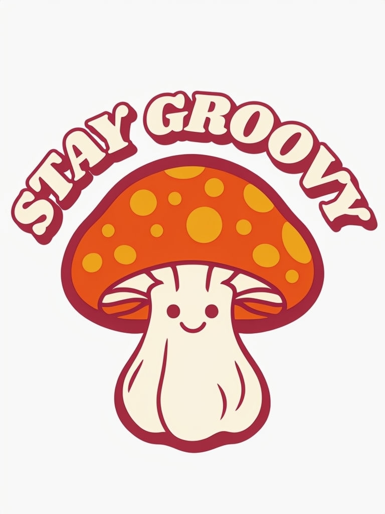 Charming Retro Stay Groovy Mushroom T-Shirt Design