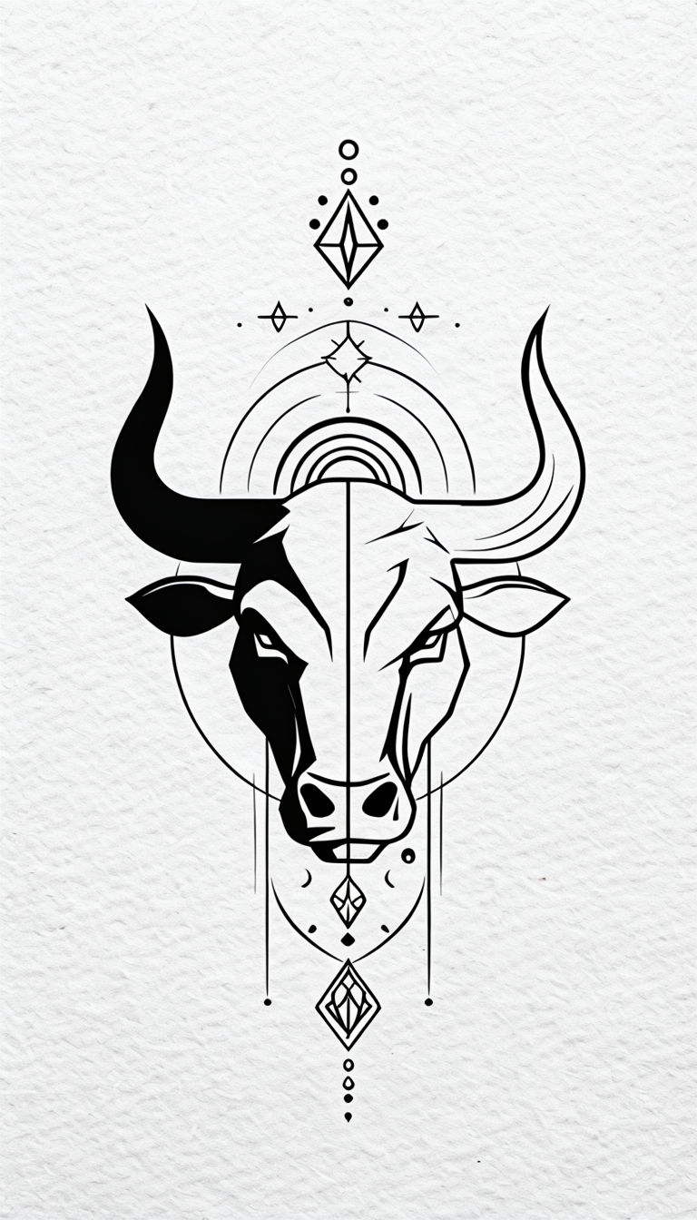 Symmetrical Bull's Head Minimalist Line Art Phone Case Cover