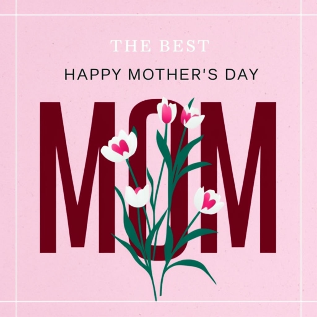 Elegant Mother's Day Greeting Card Design with Flowers Social Media Post