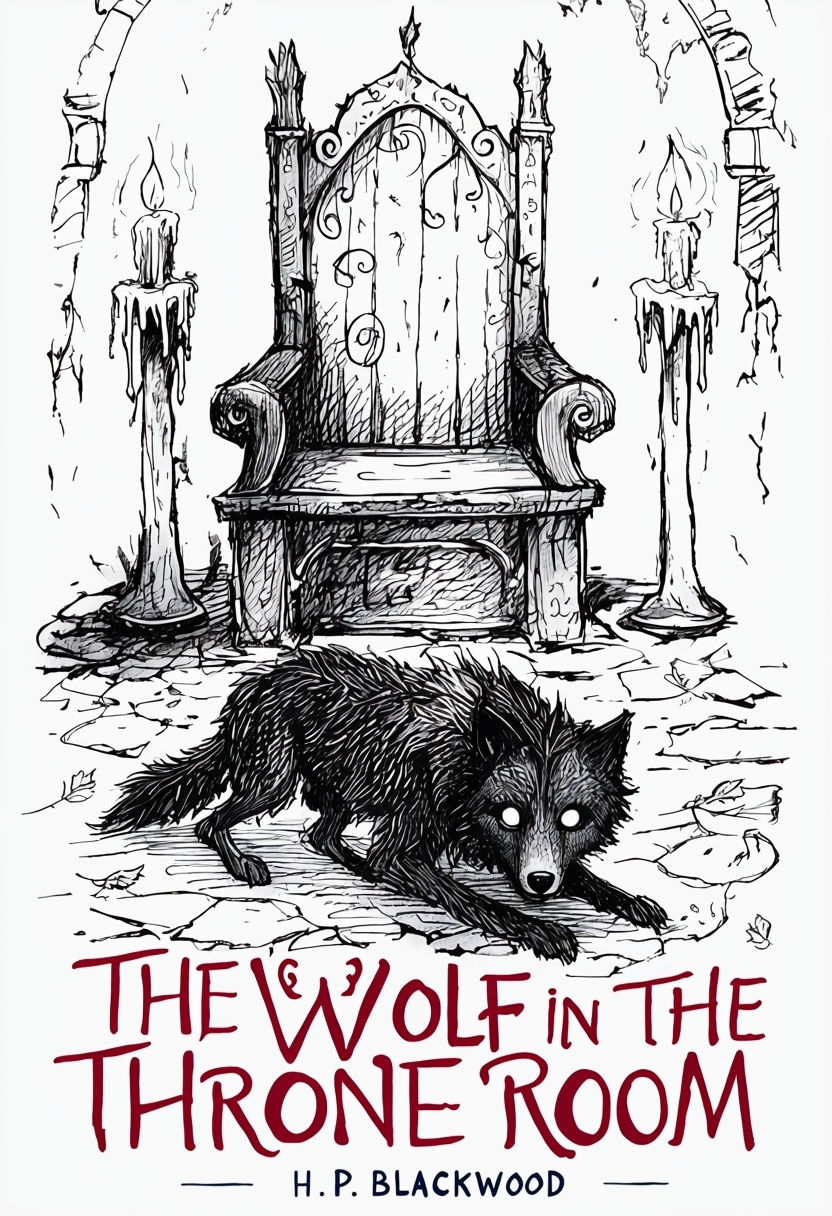 Dark Whimsical EBook Cover for The Wolf in the Throne Room