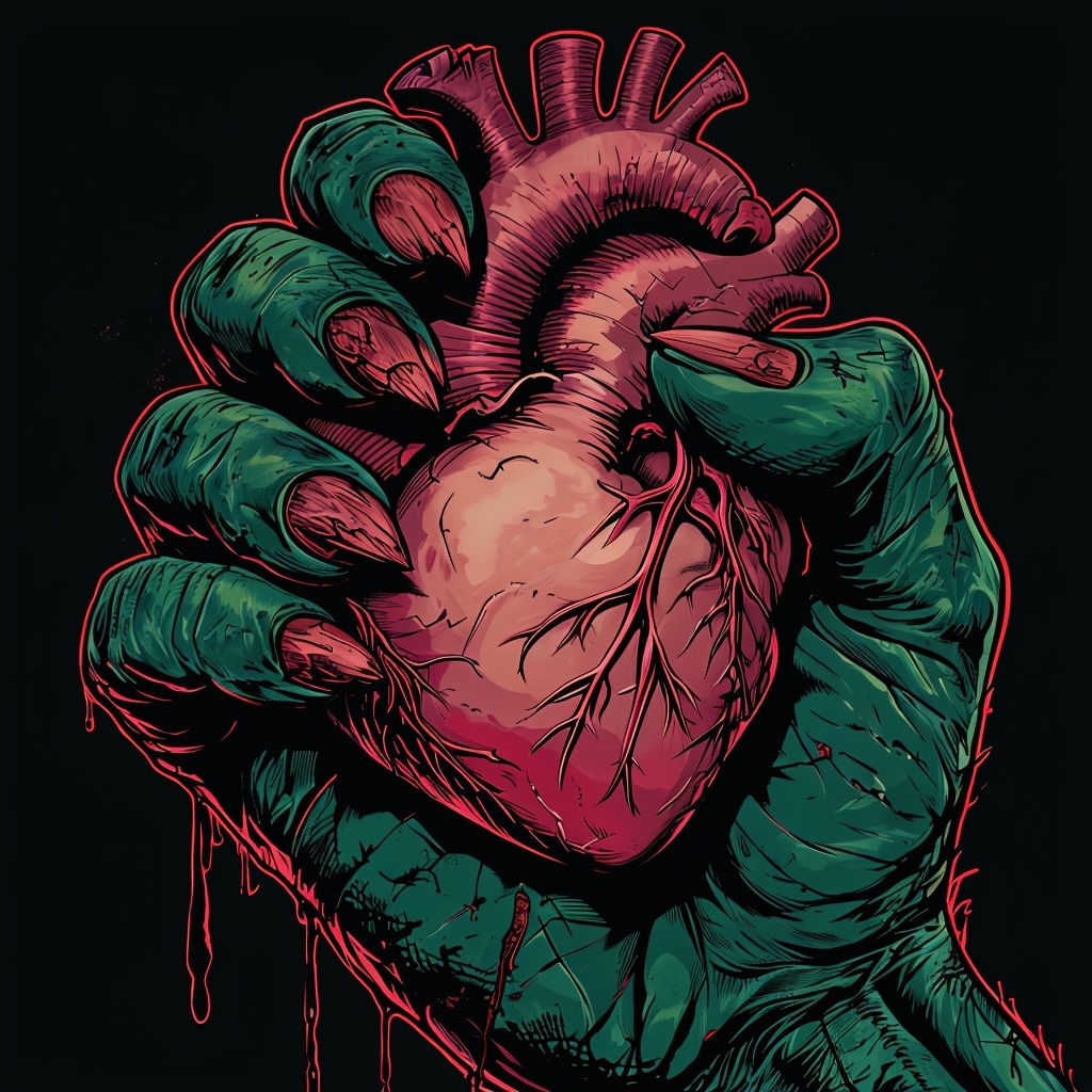 Surrealistic Heart Gripped by Monstrous Green Hand T-Shirt