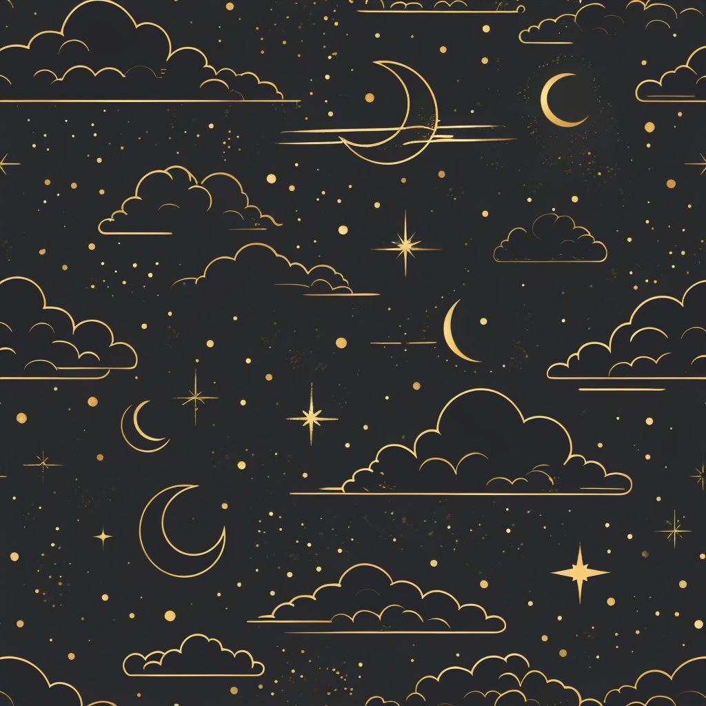 Gold Celestial Elements Seamless Pattern