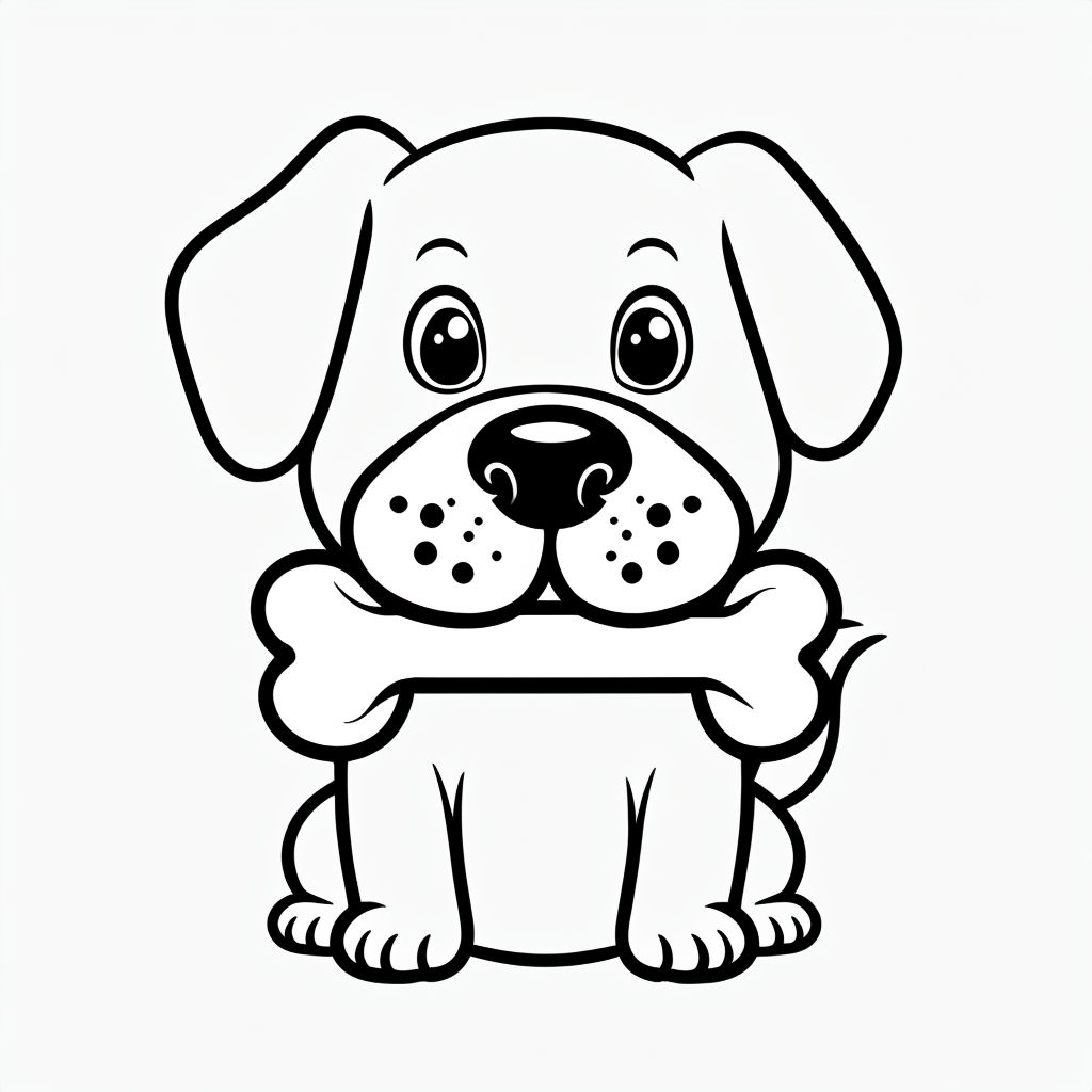 Playful Cartoon Puppy Holding Bone Illustration Sticker