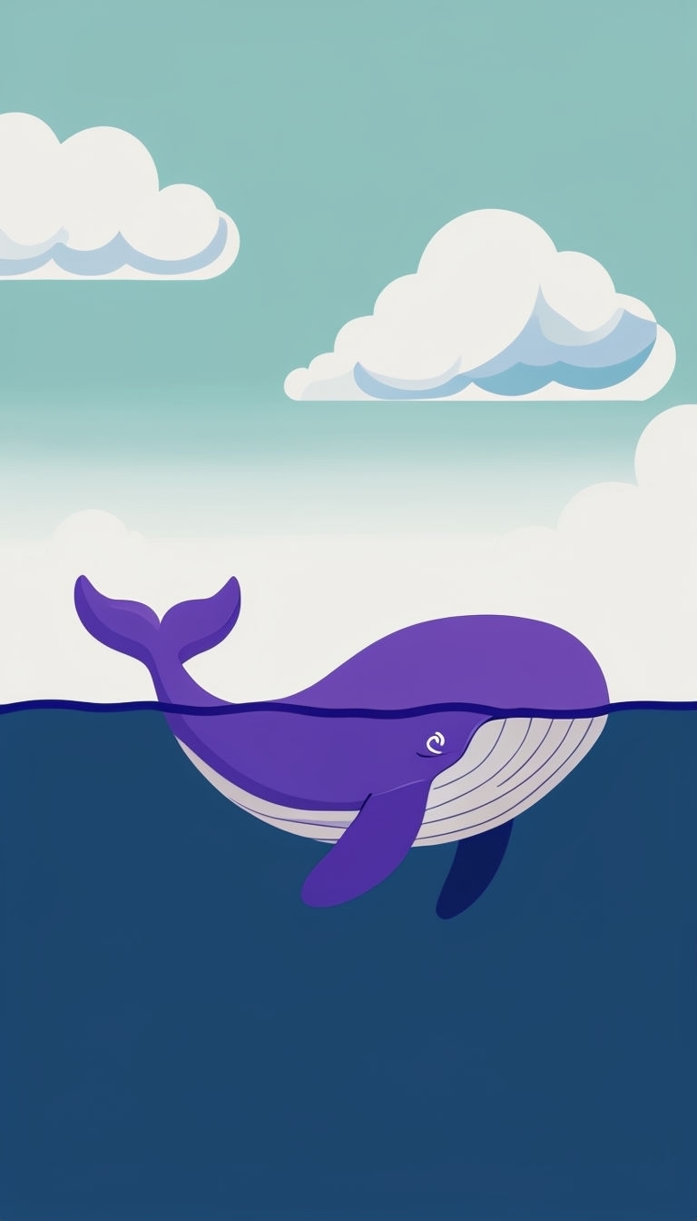 Cartoon Purple Whale Swimming in Deep Blue Water Mobile Wallpaper