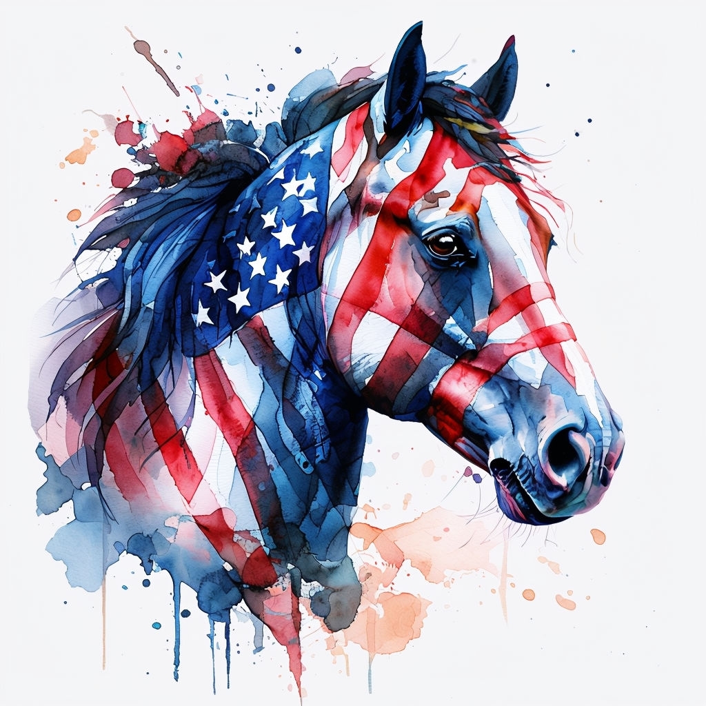 Patriotic Watercolor Horse Head Illustration Mug