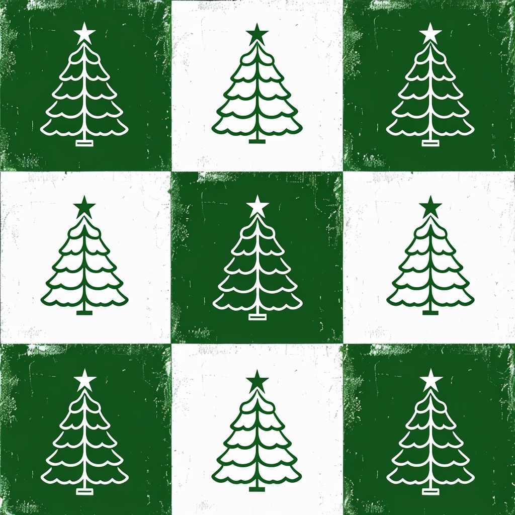 Minimalist Christmas Tree Grid Pattern Design for Holiday Decor Sticker