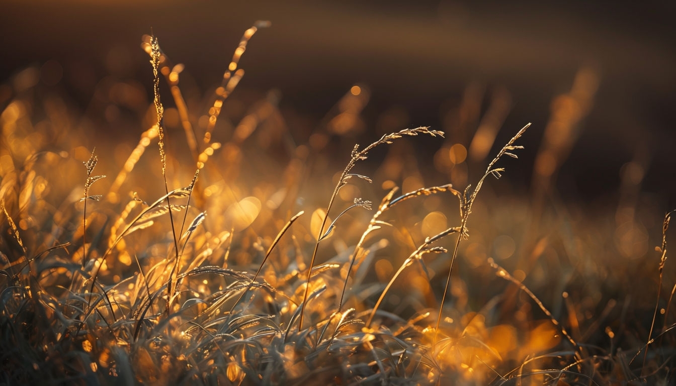Golden Grasses at Sunrise Serenity Virtual Background