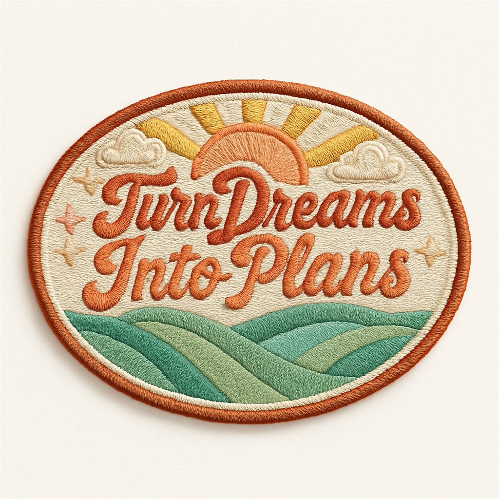 Vintage-Inspired 'Turn Dreams Into Plans' Embroidered Patch Hat