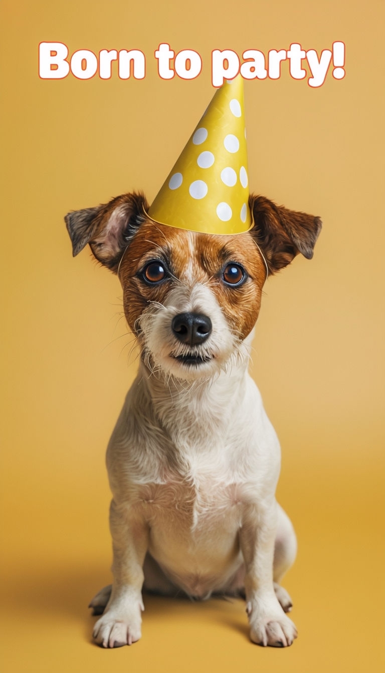 Cheerful Jack Russell Terrier Party Photo with Quote Card