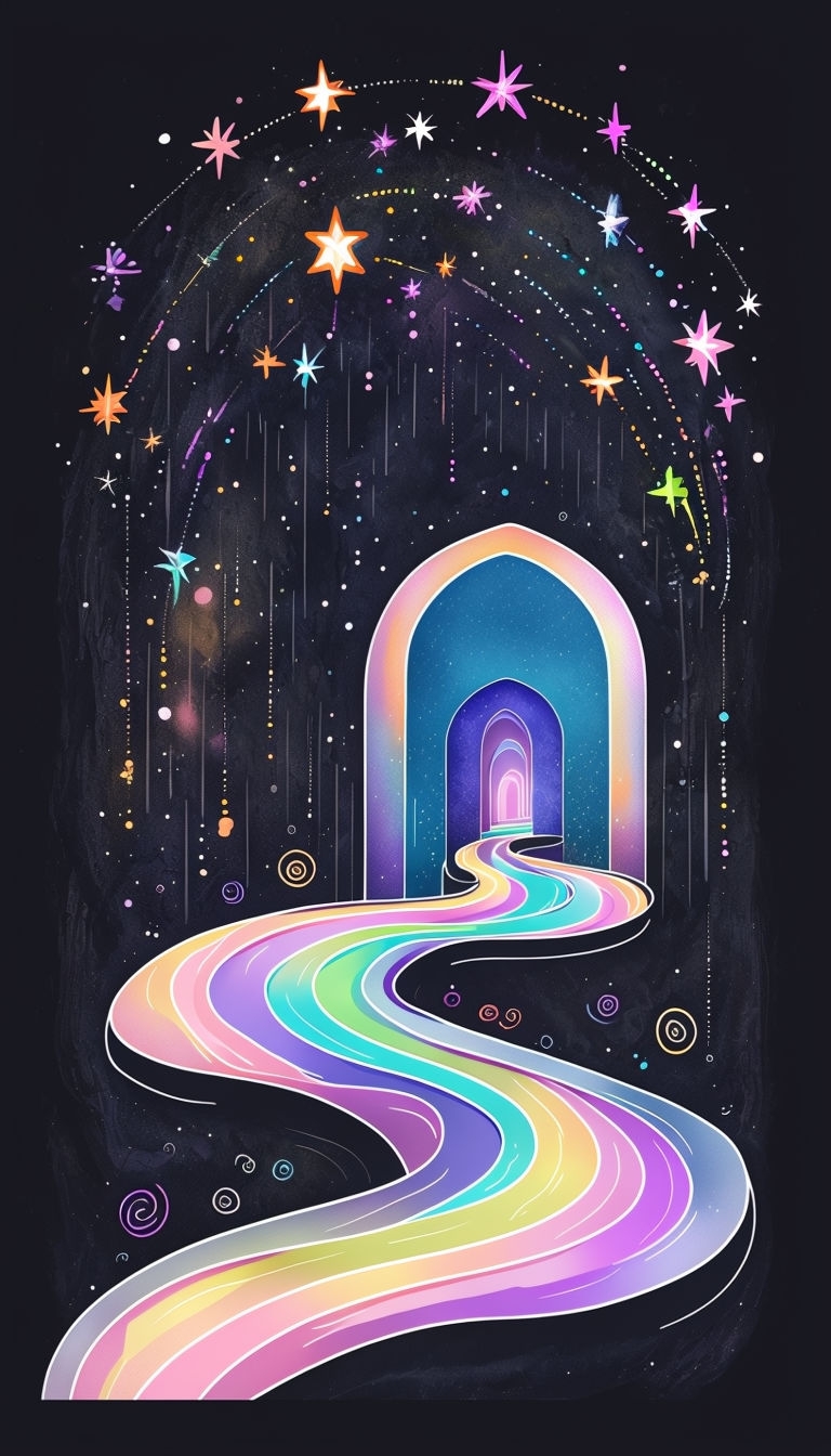 Whimsical Rainbow Pathway Leading to a Celestial Arch Phone Case Cover