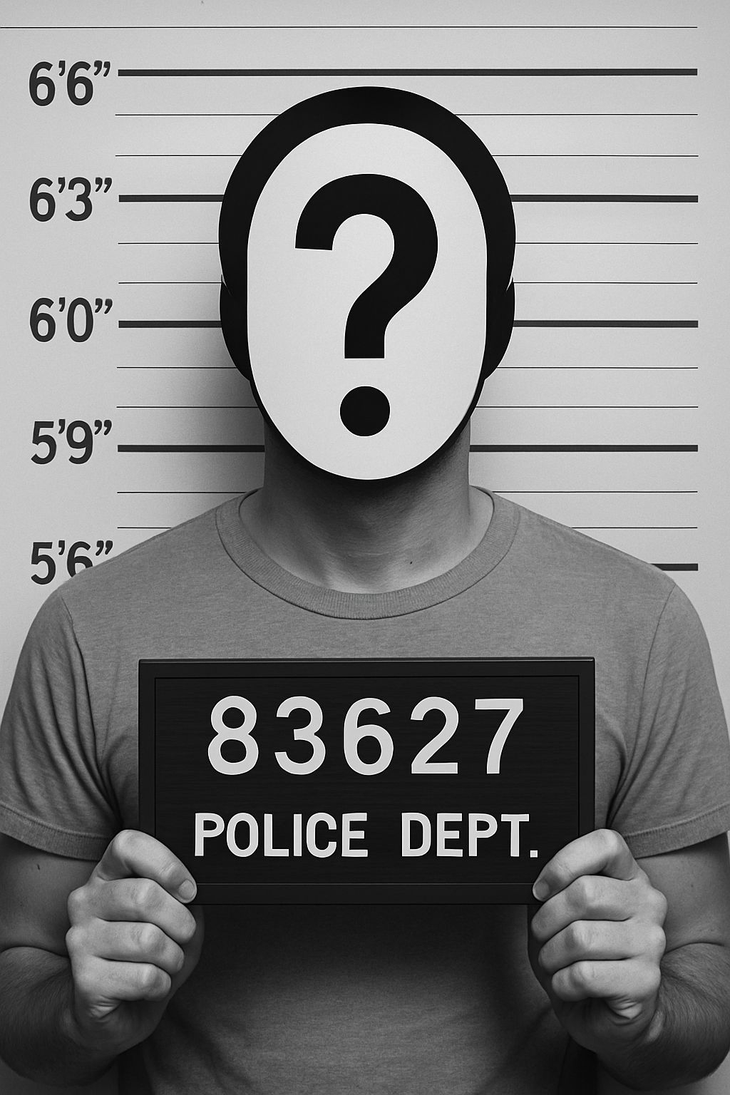 Enigmatic Black and White Police Mugshot Style Poster