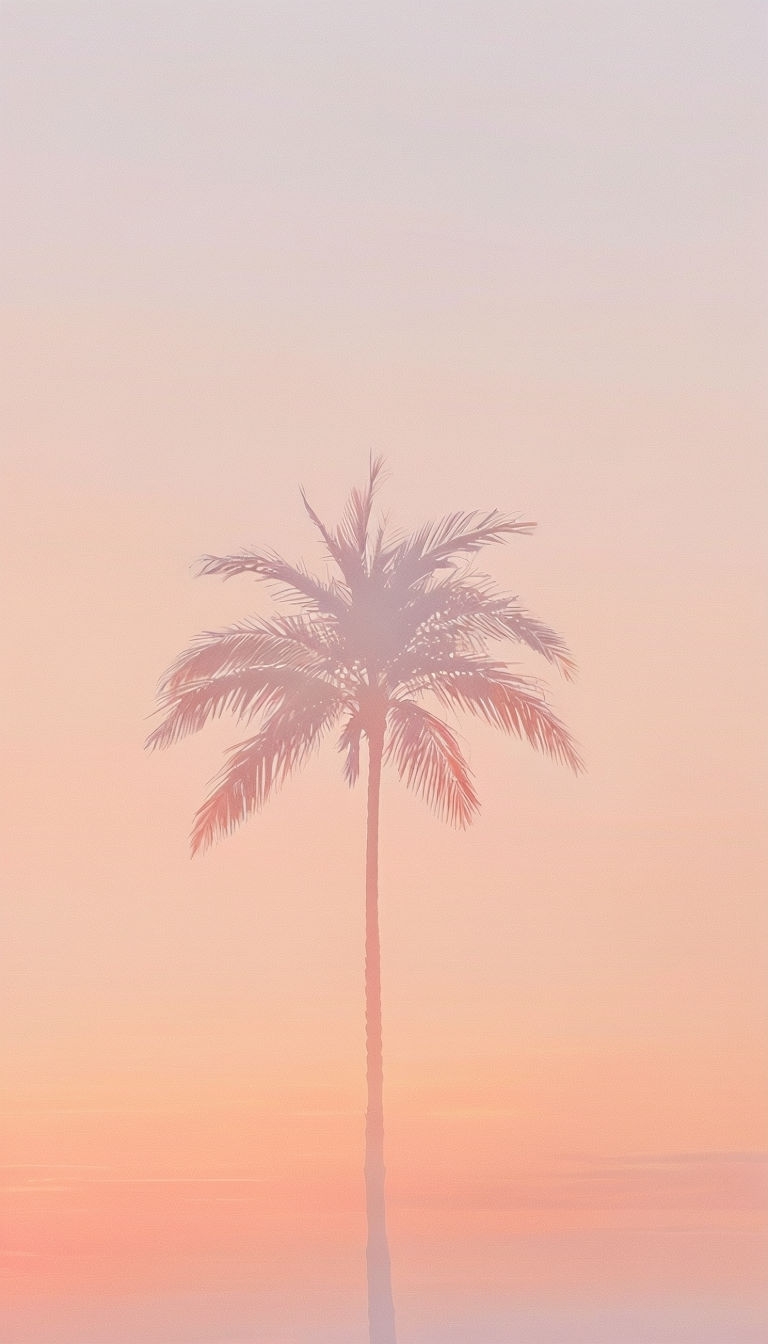 Delicate Palm Tree Silhouette Sunset Gradient Mobile Wallpaper