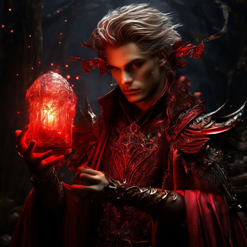 Red Male Fairy Necromancer by Eddie Saldana - Playground