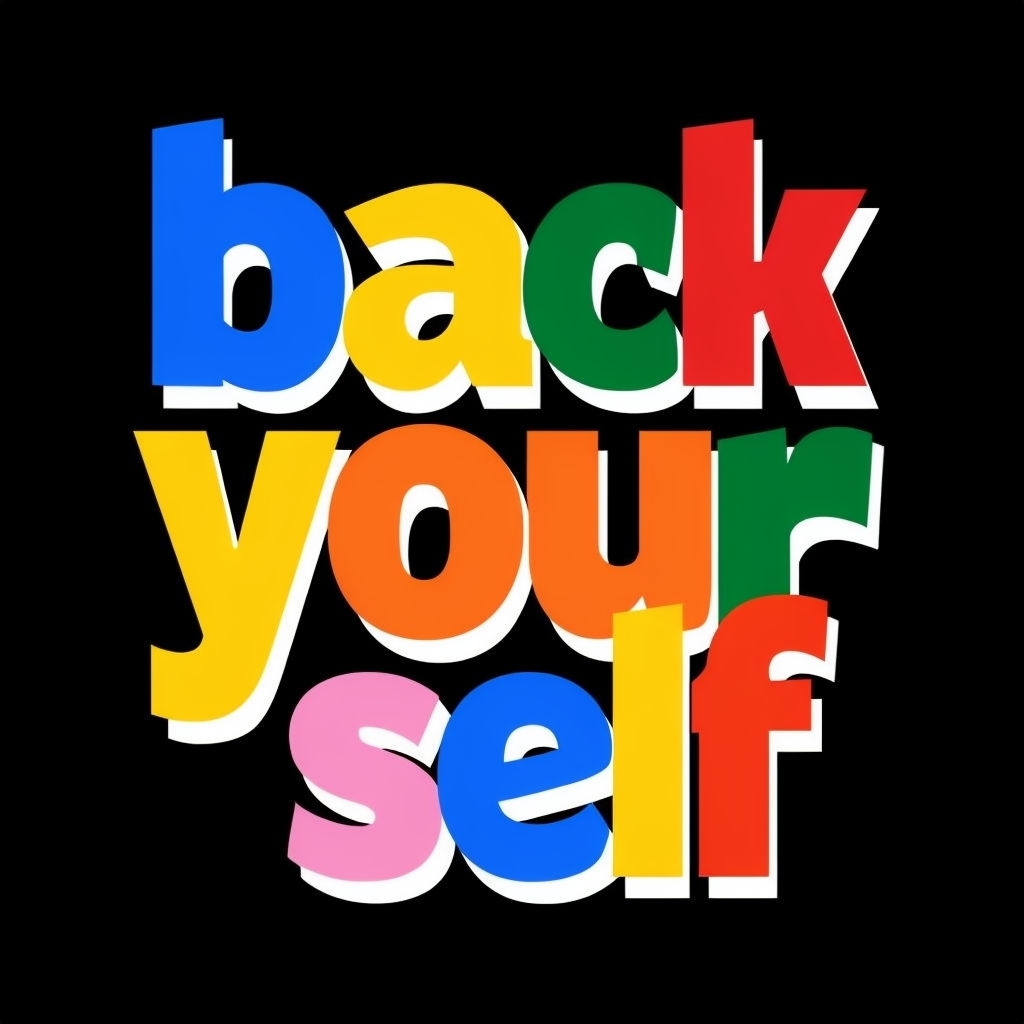 Vibrant Motivational 'Back Your Self' 3D Text T-Shirt