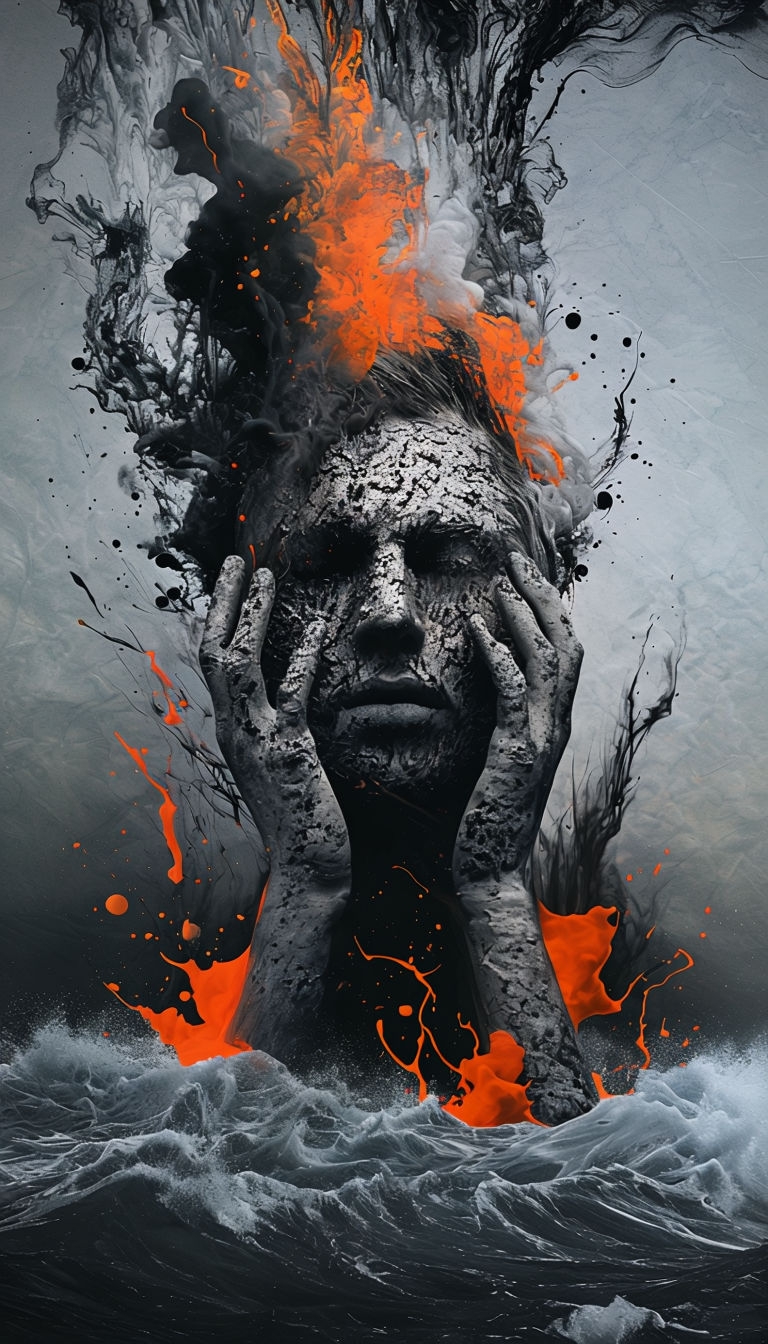 Surreal Abstract Digital Artwork with Dynamic Ink Effects Mobile Wallpaper