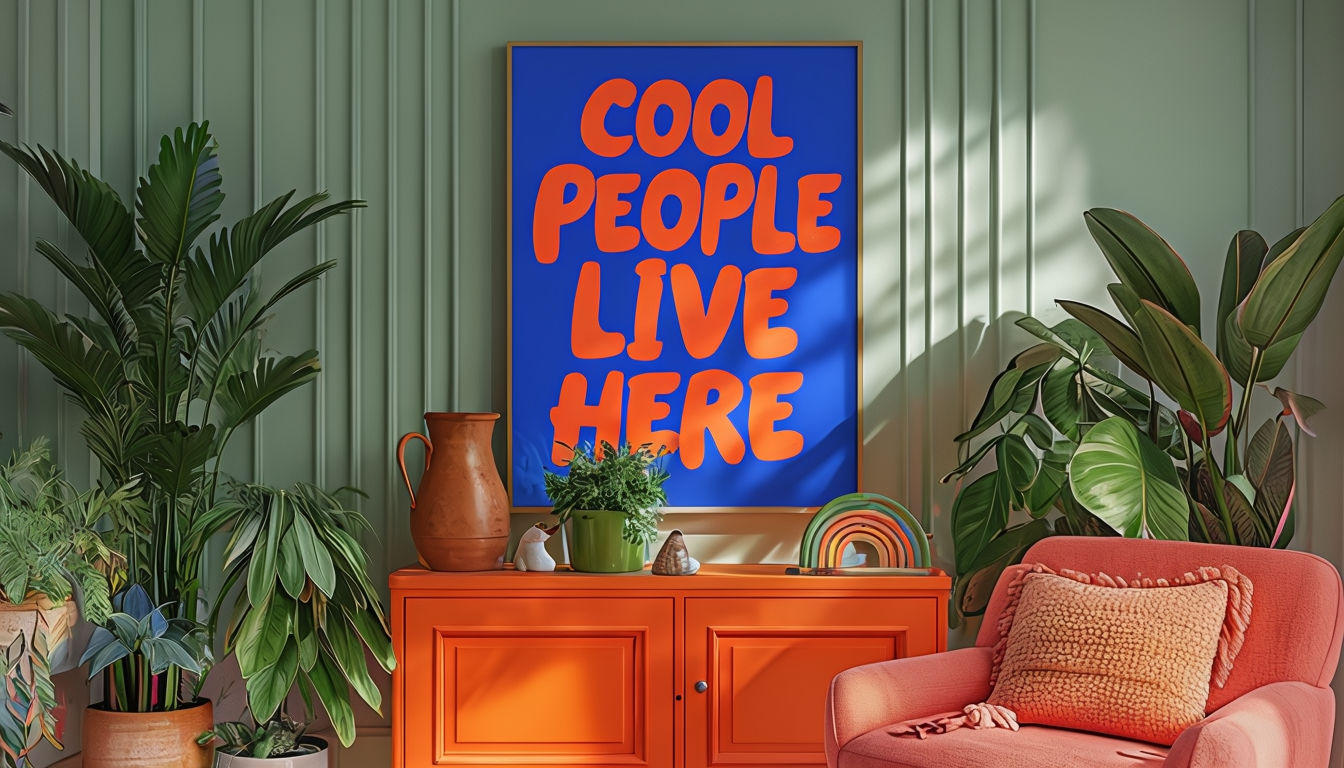 Cool People Live Here Framed Art in Vibrant Indoor Scene Poster