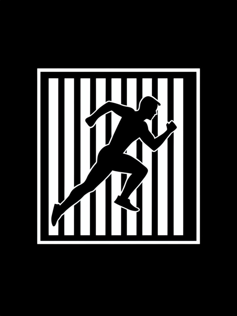 Dynamic Runner Silhouette on Striped Background T-Shirt