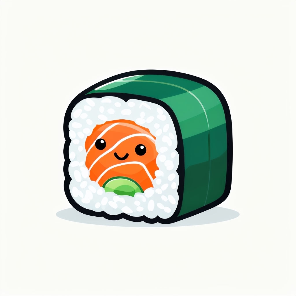 Cute Chibi Sushi Roll Vector Illustration Sticker