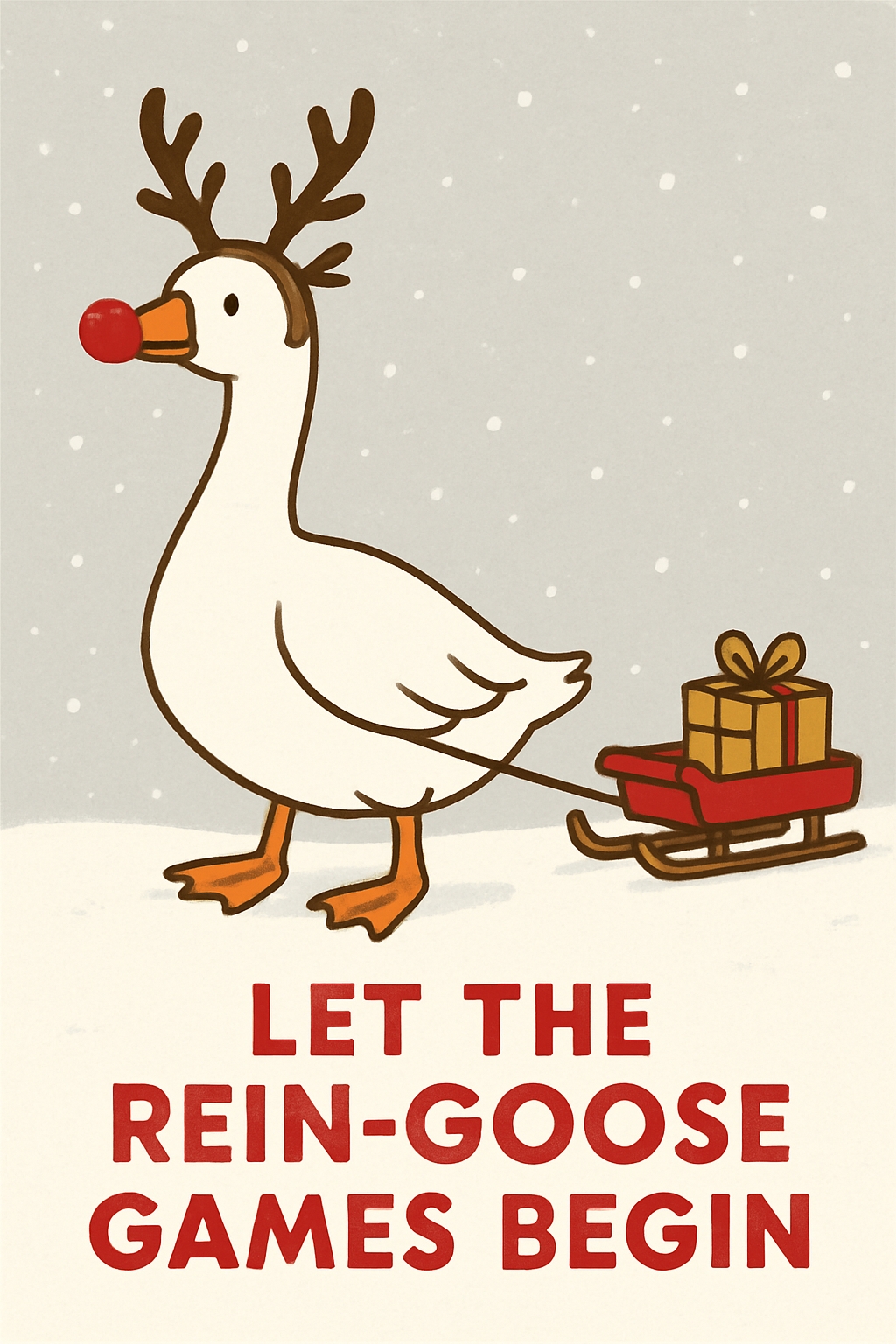 Whimsical Reindeer Goose with Sleigh Winter T-Shirt