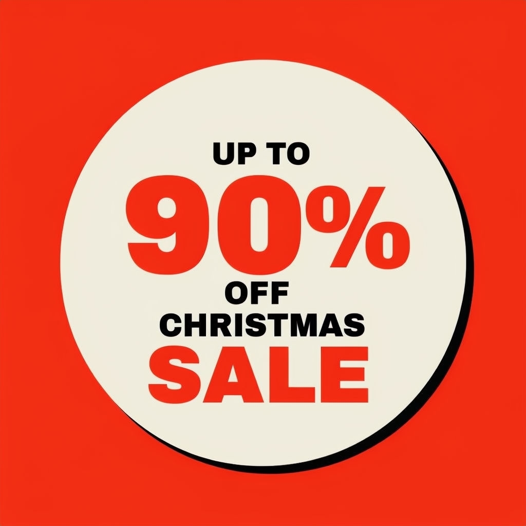 Minimalist Red Christmas Sale Graphic with Bold Text Social Media Post