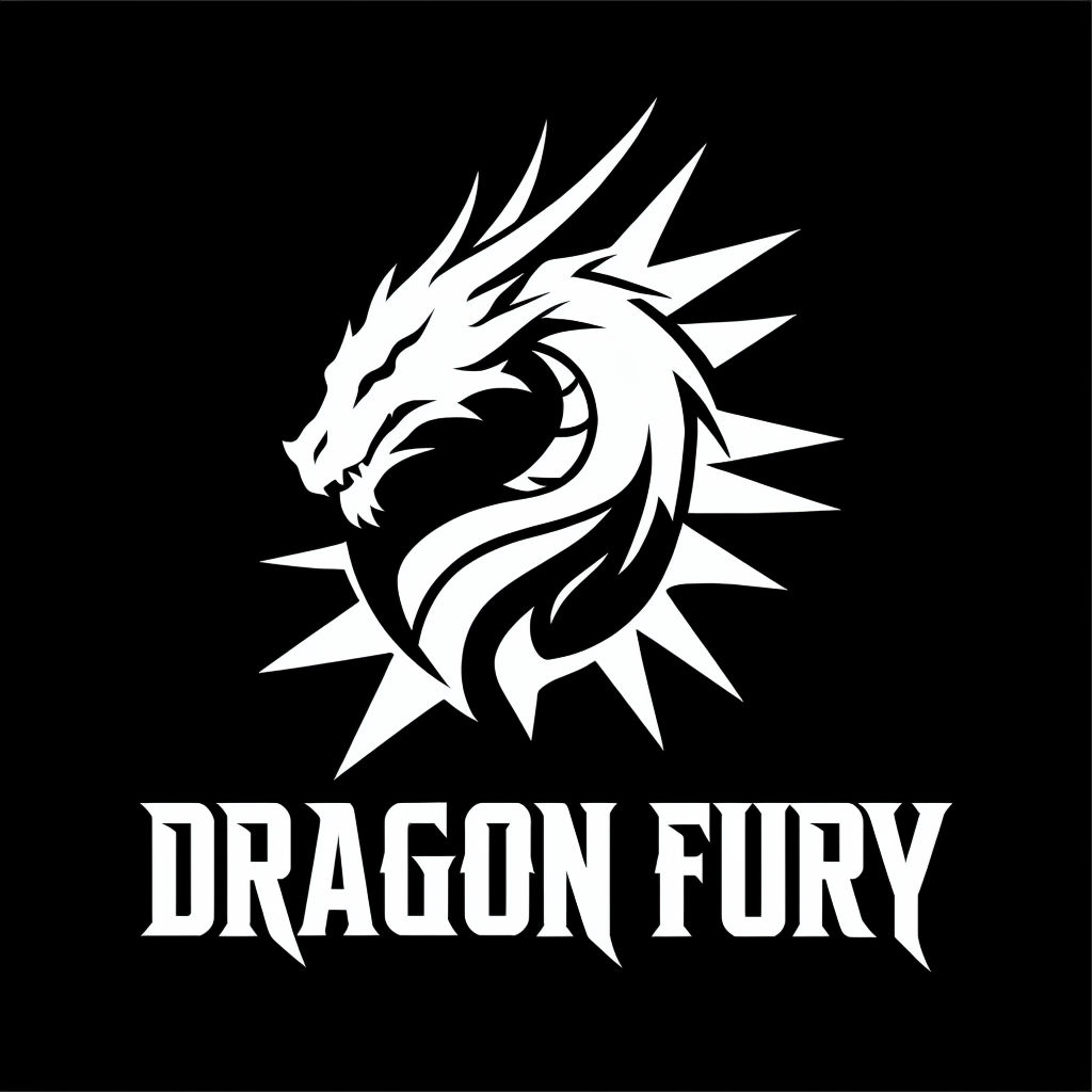 Dynamic Dragon Fury Logo Design with Starburst Elements