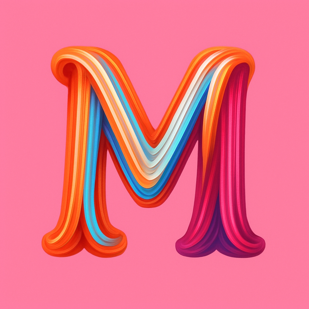 Vibrant Modern 'M' Monogram Design Against Pink Background Monogram