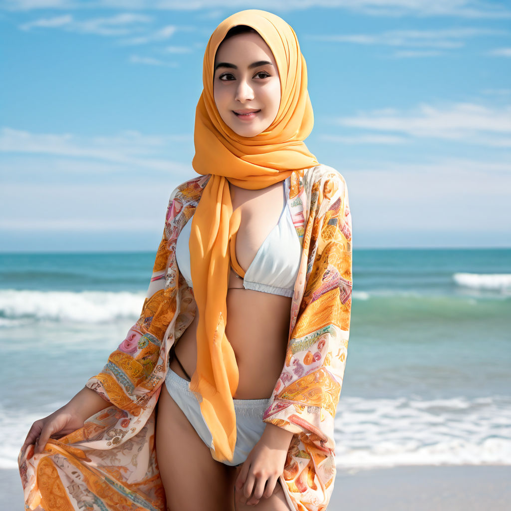 two hijab malaysia big boob huge boob bikini