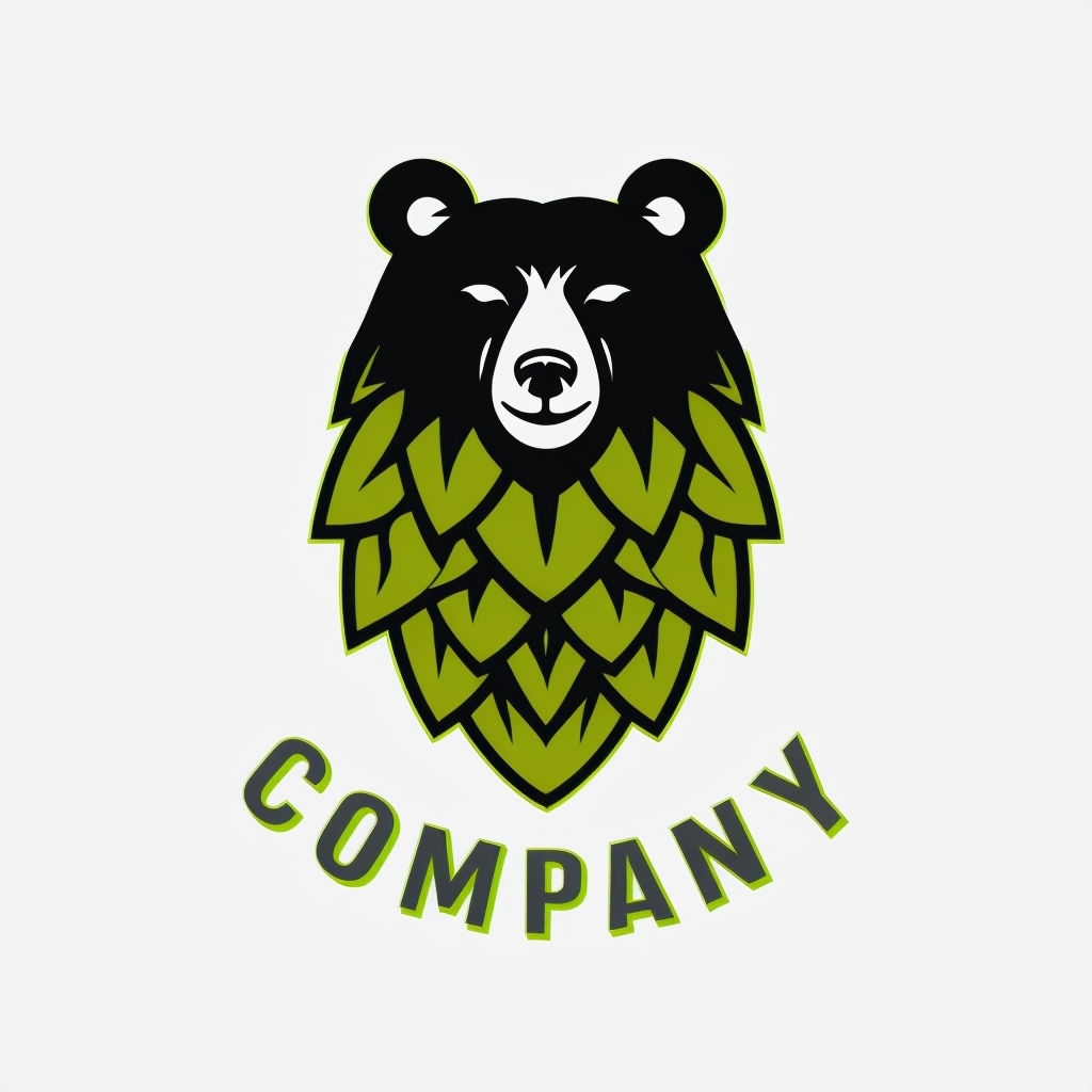 Stylish Bear and Hop Cone Logo Design for Modern Brands