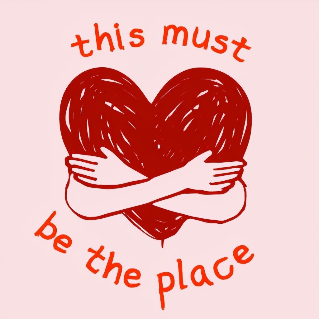 Minimalist Heart Illustration with Affectionate Hands Poster